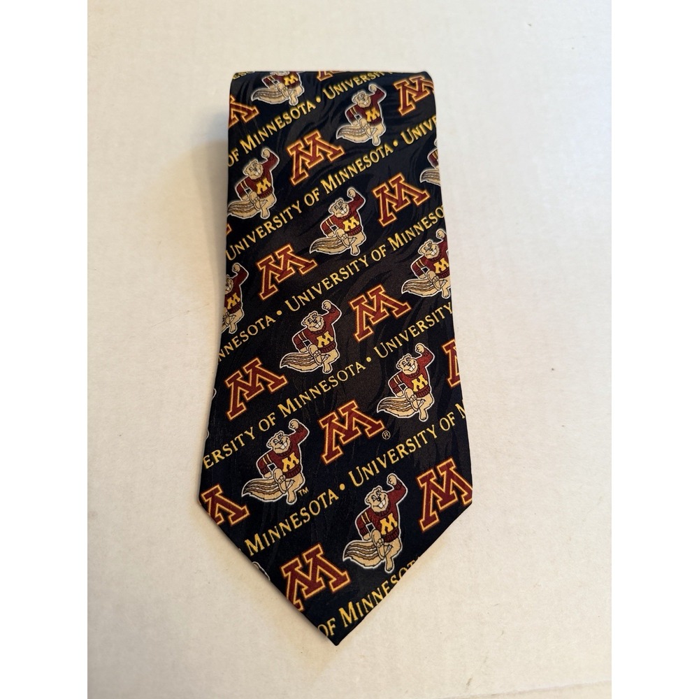 Vintage 1997 Ralph Marlin Sport University Of Minnesota III Gophers Silk Necktie